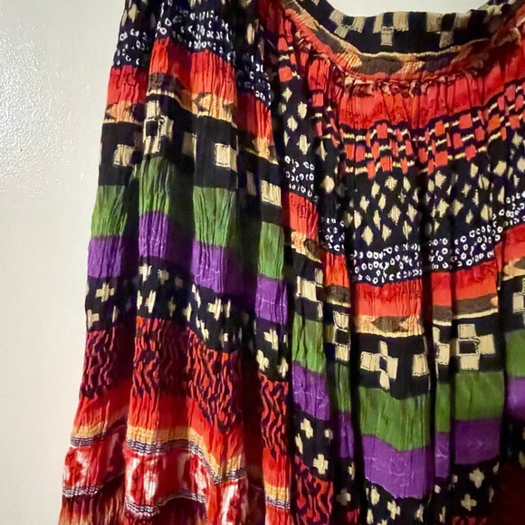 Colorful Multi Patterned Boho Prairie Hippie Skirt 100% Rayon Size 3X - Picture 5 of 6